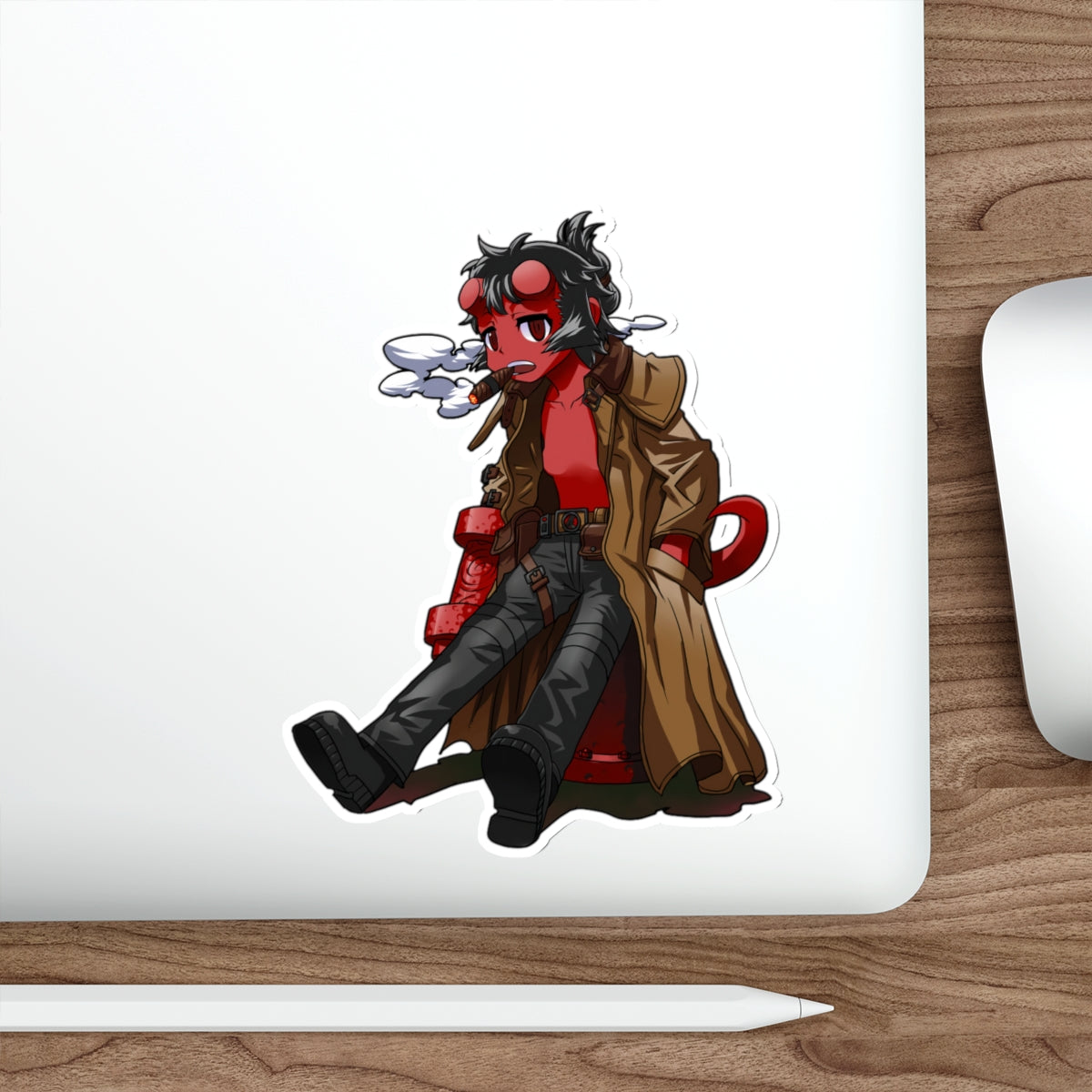 Chibi Kawaii Hellboy Waterproof Sticker - Weatherproof Vinyl Car Decal