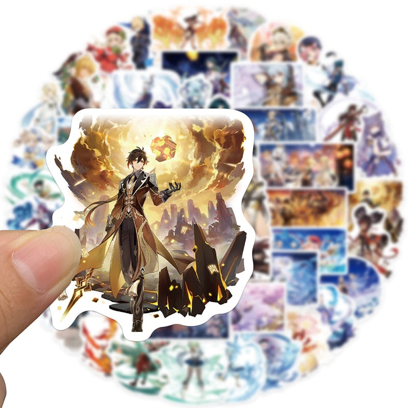 50pcs/pack Genshin Impact Double style | 3-10 cm  | Gensihn anime Stickers For Skateboard Computer Notebook Car Decal.