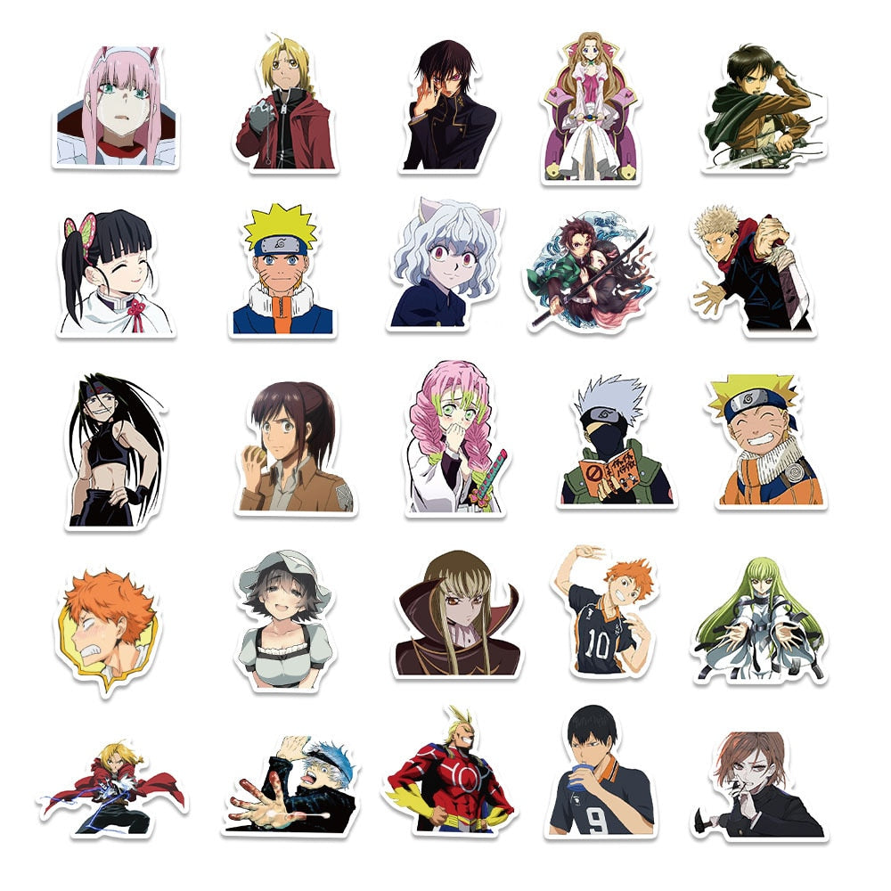 50/100PCS Naruto Anime Sticker | Attack on Titan/My Hero Academia Sticker For Luggage Laptop Skateboard Decals Sticker