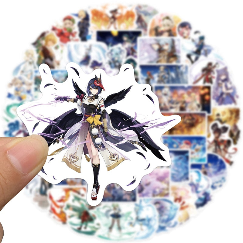 50pcs/pack Genshin Impact Double style | 3-10 cm  | Gensihn anime Stickers For Skateboard Computer Notebook Car Decal.