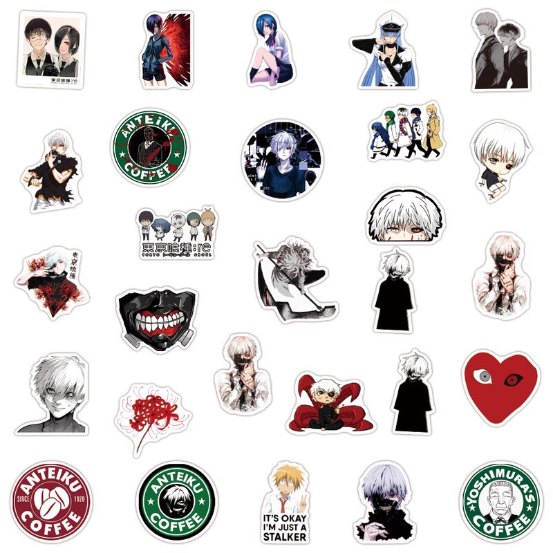 10/50/100pcs/pack Japanese Anime Tokyo Ghoul Stickers for Refrigerator Cars Helmet Gift Box Bicycle Guitar Notebook Skate Trunk