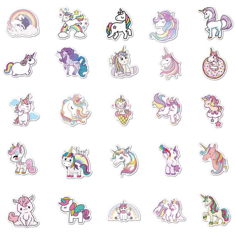 10/30/50Pcs/Pack Stickers for Unicorn Cartoon Animal Waterproof Cute Graffiti To DIY Luggage Bike Notebook Laptop Decals Sticker