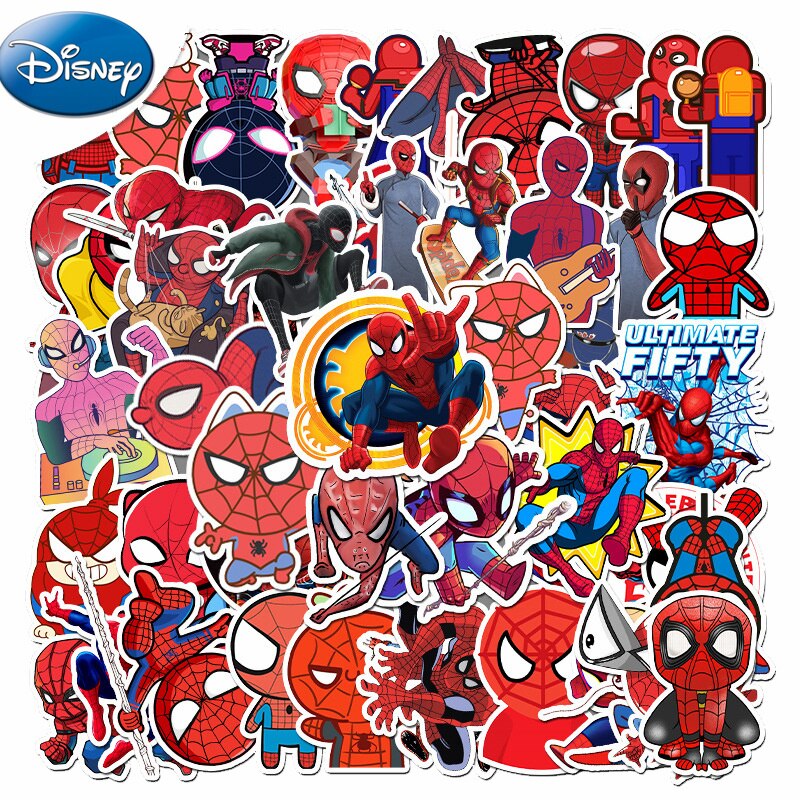 50PCS Marvel Disney Crashed Glass Cartoon Character Funny Stickers Luggage Trolley Case Bike Notebook Cute Waterproof Sticker