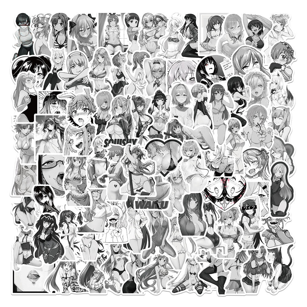 50pcs Hentai Anime Sexy Girls Stickers Waifu Adults Decals DIY Tablet Scrapbooking Luggage Phone PVC Graffiti Sticker Pack