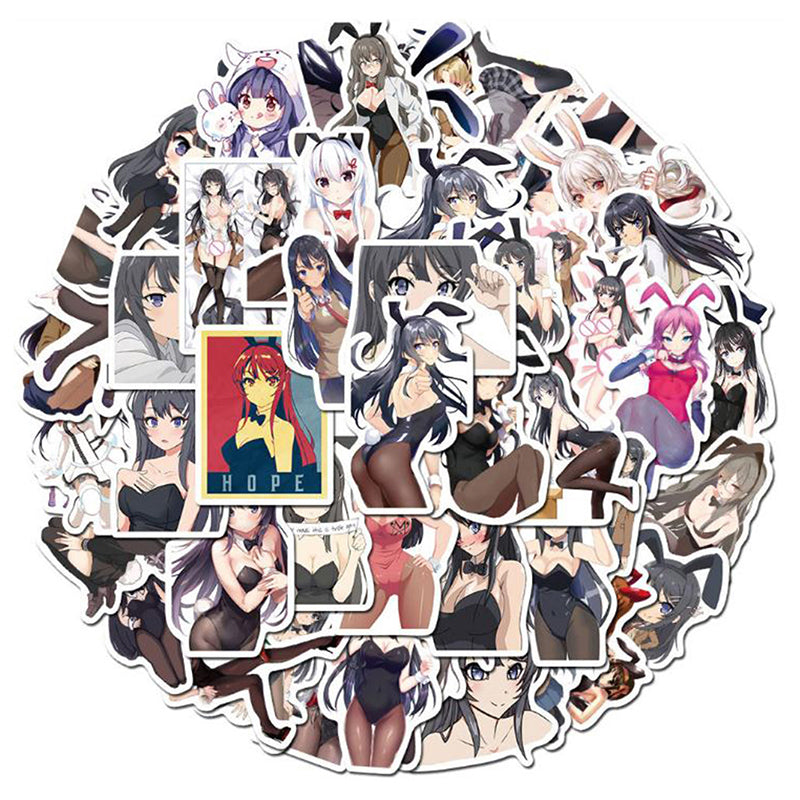 50Pcs bunny girl Anime Stickers |  Waterproof anime stickers for Laptop, Skateboard, Luggage Decals