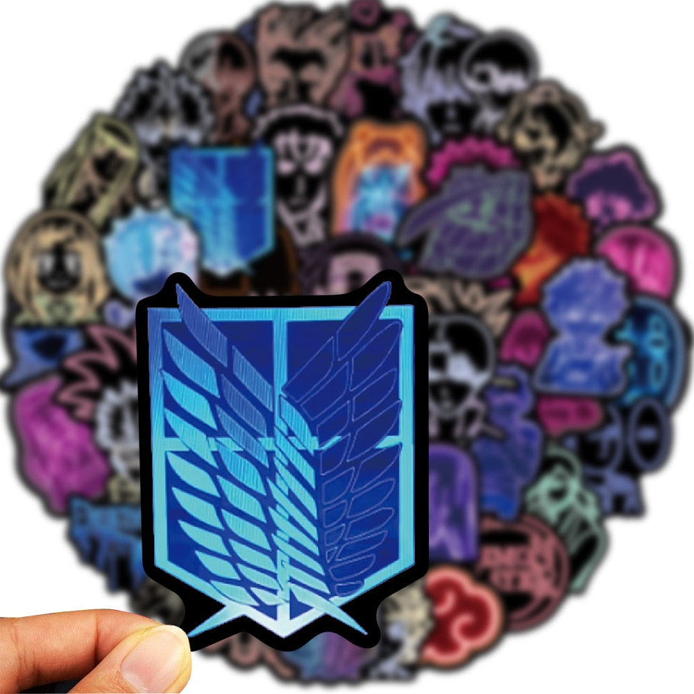 50PCS Anime Neon Light Sticker | Glow in dark Anime Stickers | Demon Slayer Attack on Titan Sticker Aesthetic Graffiti Sticker