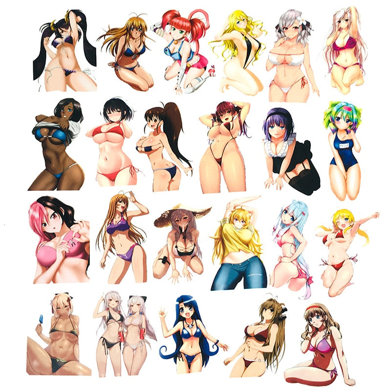 100pcs anime girls Decal Stickers | Hot Waifu stickers Decal Stickers | For  suitcase laptop Car Truck Waterproof Car stickers