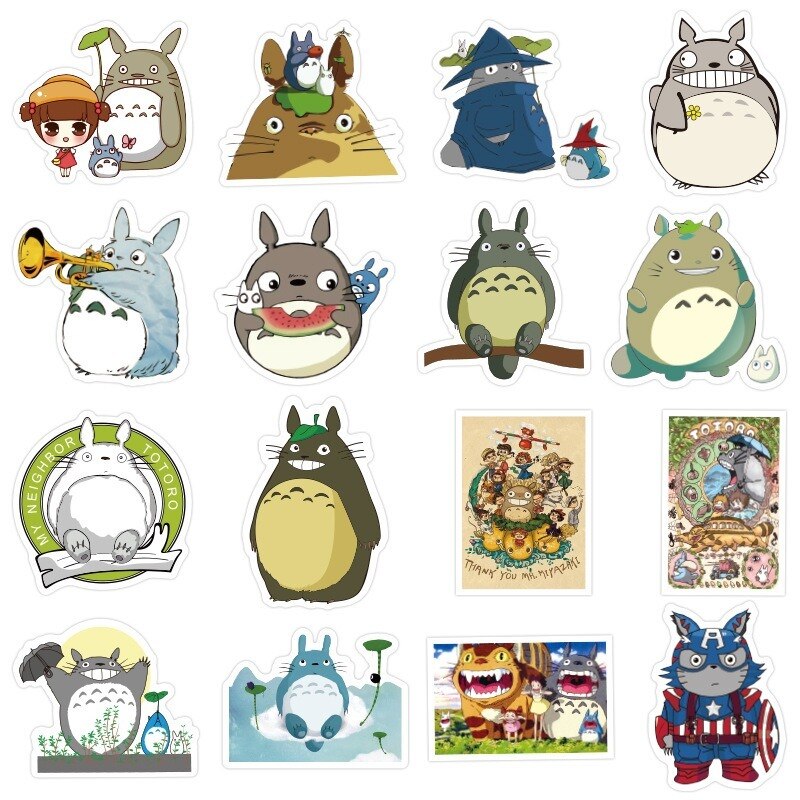 10/50pcs Anime Sticker Miyazaki stickers Hayao Totoro stickers Notebook Refrigerator Backpack Skateboard Waterproof  Stickers