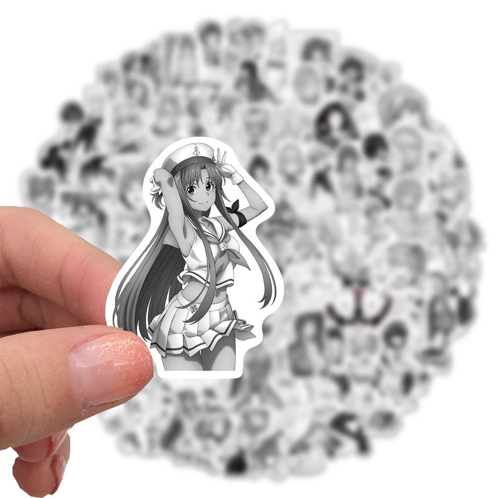 50pcs Hentai Anime Sexy Girls Stickers Waifu Adults Decals DIY Tablet Scrapbooking Luggage Phone PVC Graffiti Sticker Pack