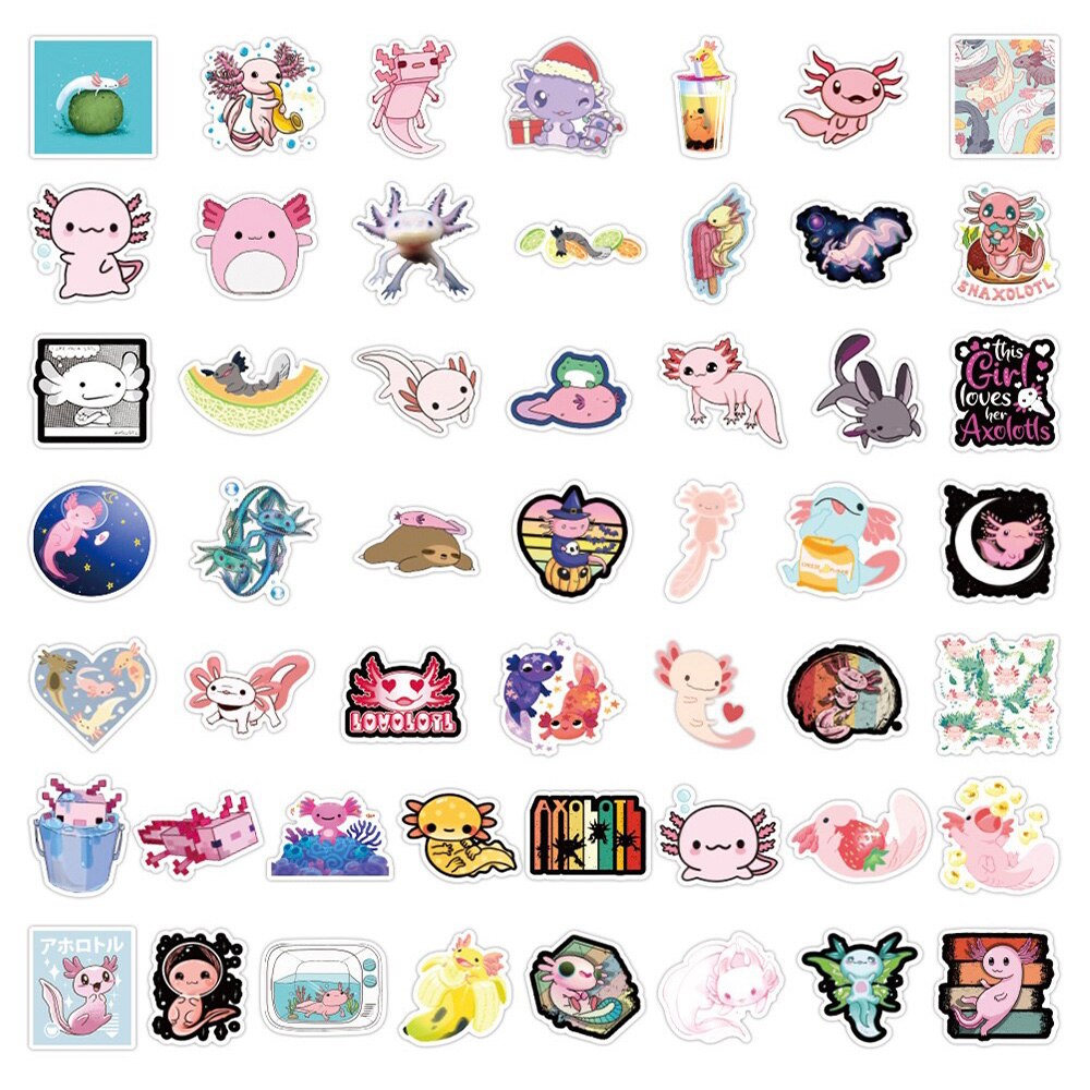 10/30/50PC New Cute Anime Axolotl Stickers DIY Fridge Laptop Luggage Skateboard Graffiti Decals Sticker Decal Sticker