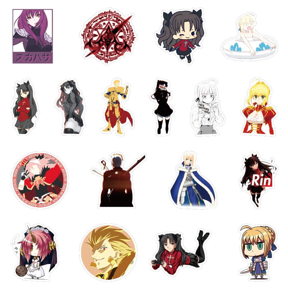 10/50PCS Anime Fate Stay Night Waterproof Sticker for Stationery Decal Pegatina PS4 Skateboard Laptop Guitar Cartoon Stickers