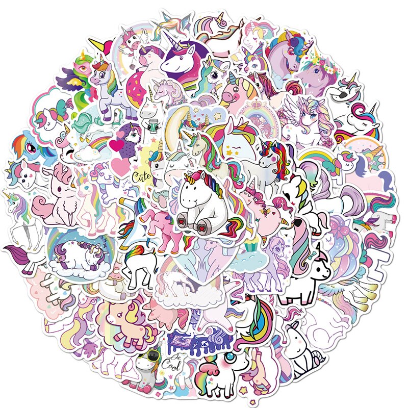 10/30/50Pcs/Pack Stickers for Unicorn Cartoon Animal Waterproof Cute Graffiti To DIY Luggage Bike Notebook Laptop Decals Sticker