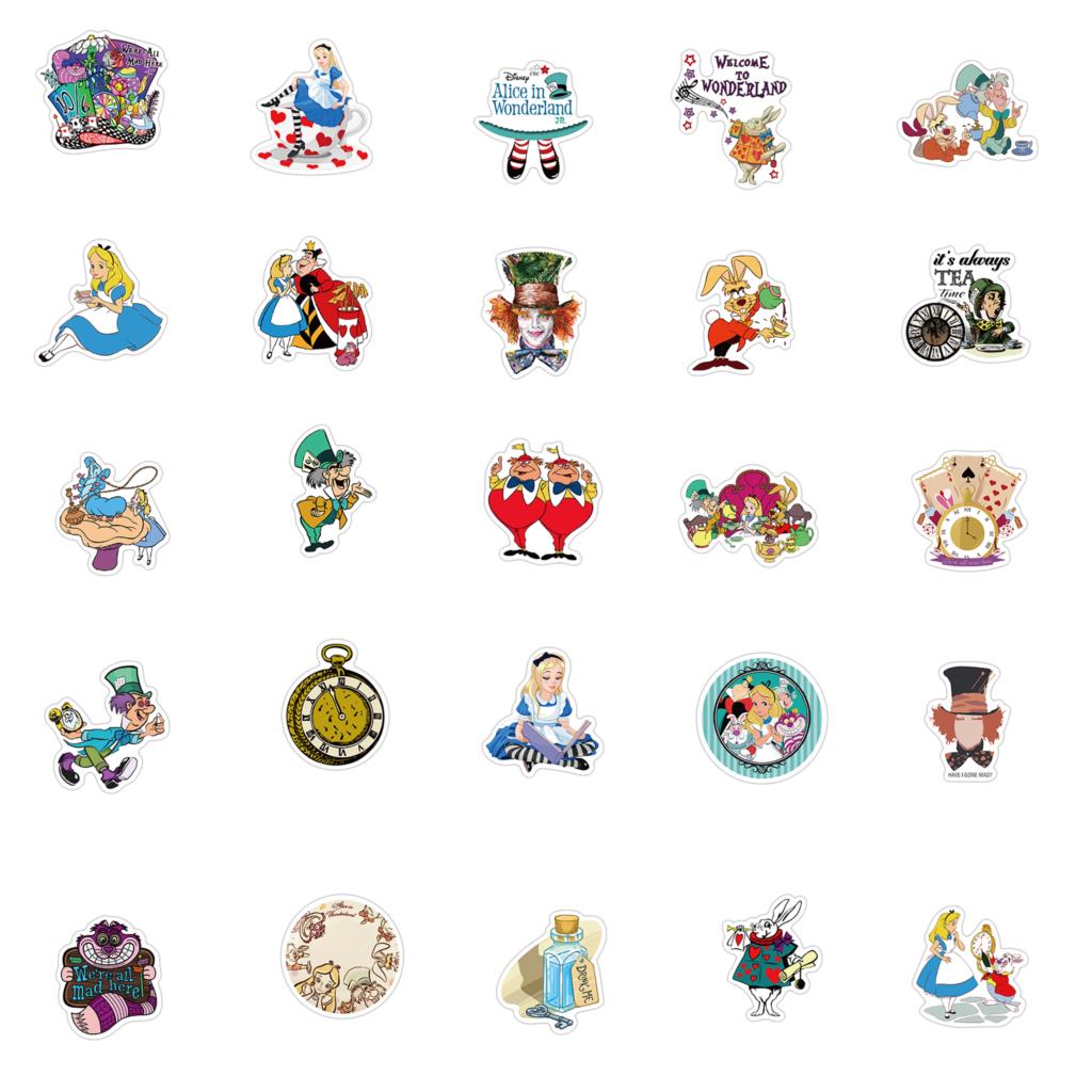 10/30/50Pcs/Pack Girl Alice in Wonderland Cute movie Stickers Decal For Guitar Laptop Luggage Fridge Sticker Scrapbooking