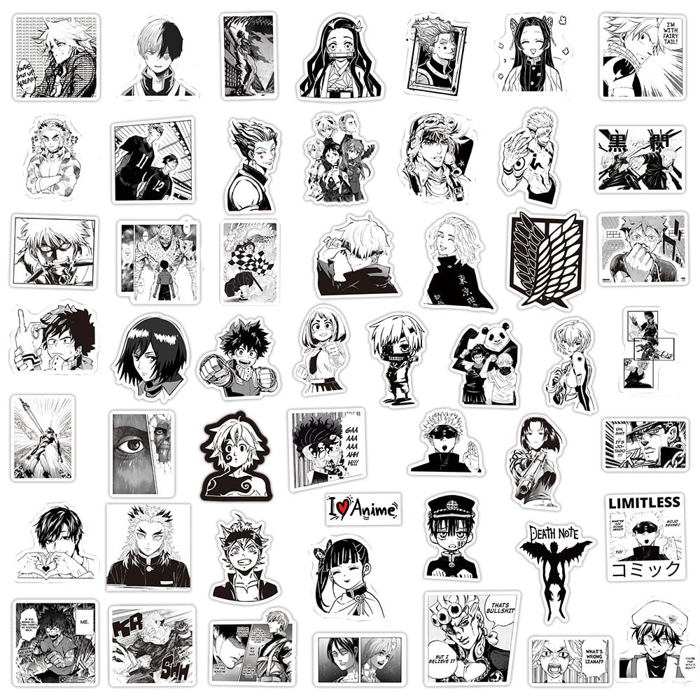 50/100pcs Mix Anime Stickers | Demon Slayer Jujutsu Kaisen Attack on Titan Stickers