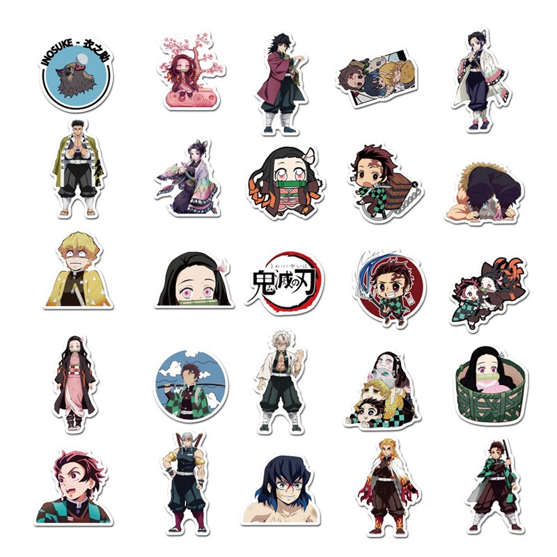 10/30/50Pcs/lot Anime Demon Slayer Kimetsu No Yaiba Stickers Waterproof PVC Luggage Motorcycle Skateboard Guitar Kid Toy Sticker