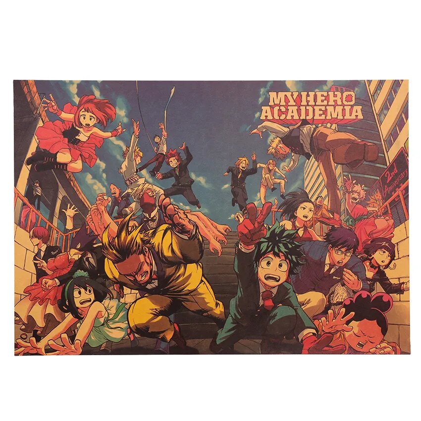 TIE LER Janpnese Anime My Hero Academia Retro Posters Kraft Wall Paper Painting For Home Decor Wall Stickers 50.5x35cm