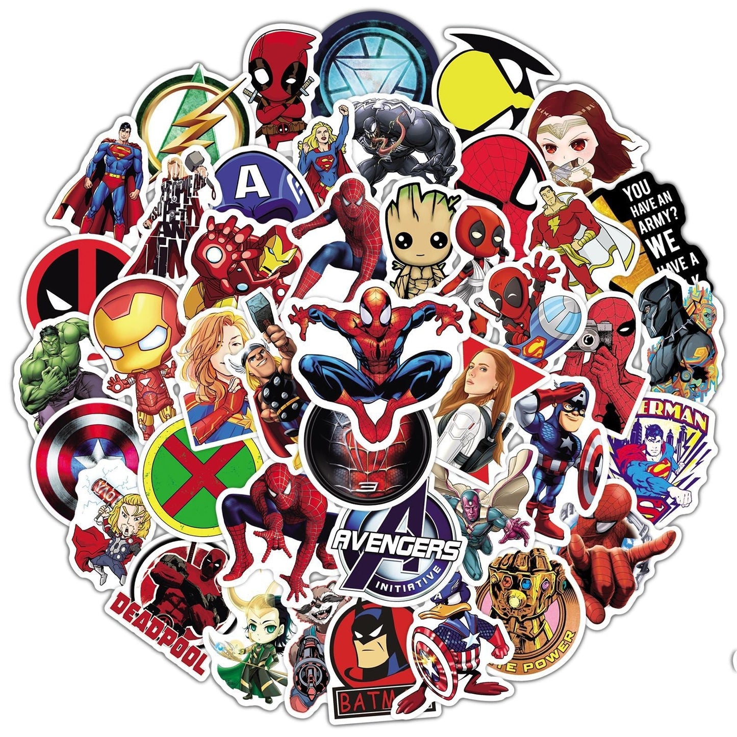 10/30/50pcs Anime Marvel Spiderman Stickers Cool The Waterproof Sticker Luggage Skateboard Guitar Laptop Stikers Kid Toys