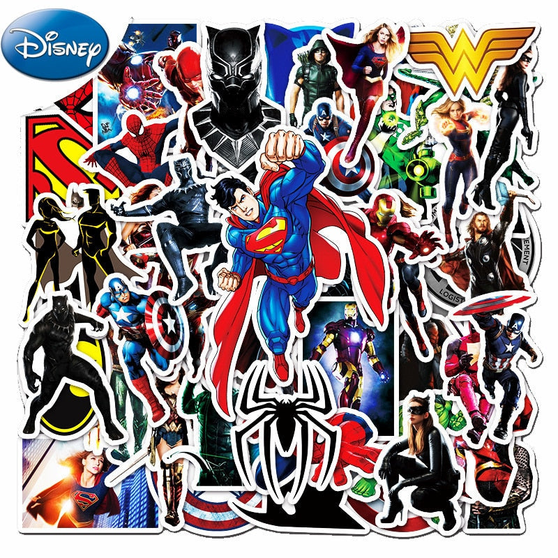 50PCS Marvel Disney Crashed Glass Cartoon Character Funny Stickers Luggage Trolley Case Bike Notebook Cute Waterproof Sticker