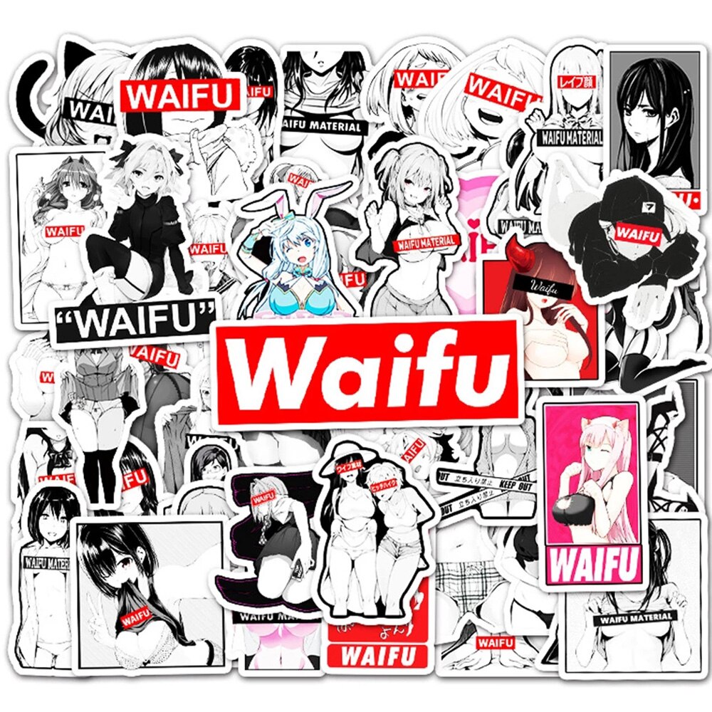 50pcs Sexy Girls Decal Stickers | Hot girl Waifu stickers Decal Stickers | For  suitcase laptop Car Truck Waterproof Car stickers