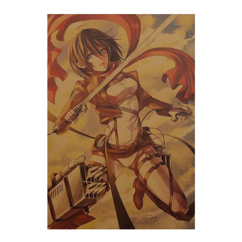 TIE LER Attack on Titan Posters Japanese Anime Kraft Paper Prints Livingroom Bedroom Bar Home Decorative Art Wall Sticker