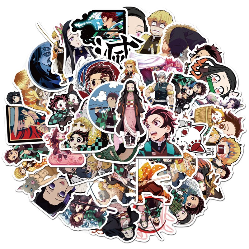 10/30/50Pcs/lot Anime Demon Slayer Kimetsu No Yaiba Stickers Waterproof PVC Luggage Motorcycle Skateboard Guitar Kid Toy Sticker