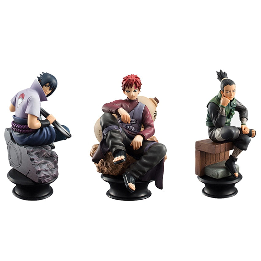 6pcs/set Anime Naruto Chess Version Kakashi Shikamaru Sasuke Manga Figurine Statue PVC Action Figure Collectible Model Doll Toys