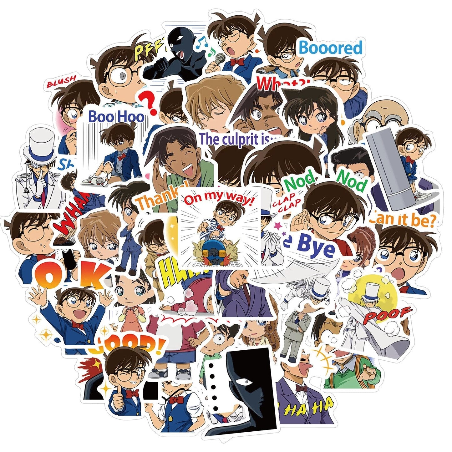 10/50Pcs Detective Conan Japanese Anime Stickers for Laptop Luggage Motorcycle Phone Skateboard Toys Car Diary Pegatinas