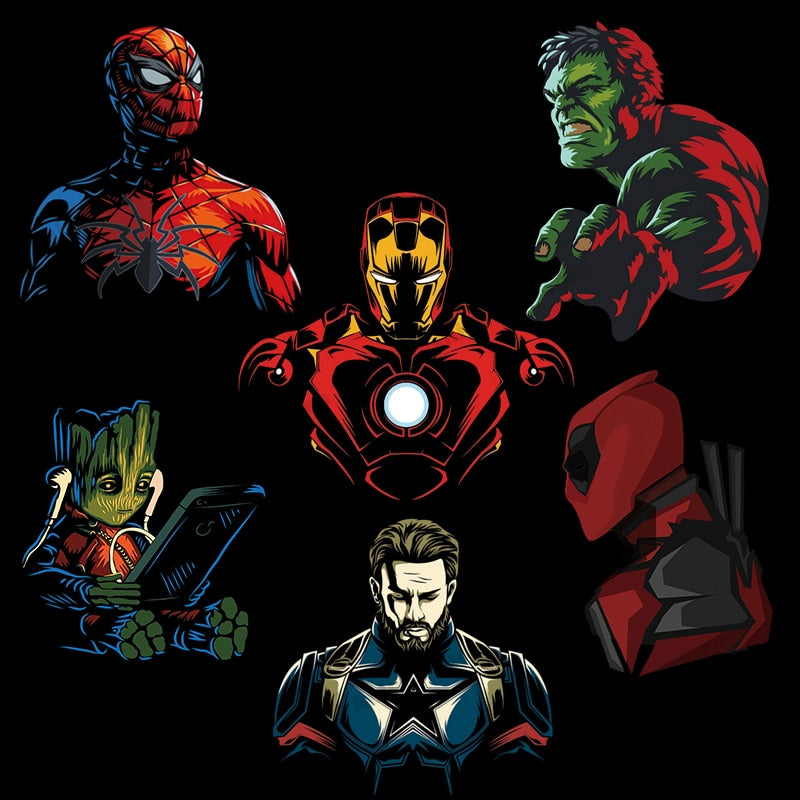 Marvel Spiderman Iron Man Hulk Cartoon Thermal Stickers for Clothes Heat Transfer Kids Patches Iron on Transfer Children Patches