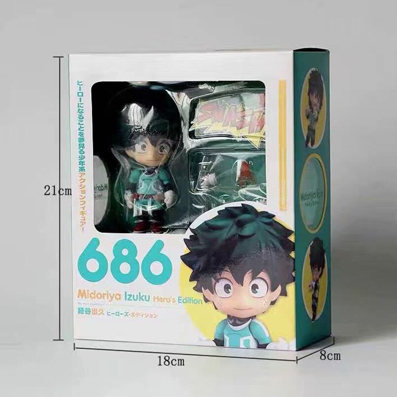 10cm Q Version Anime My Hero Academia Figure 686#  Midoriya Izuku PVC Action Figure Collectible model toys kid gift