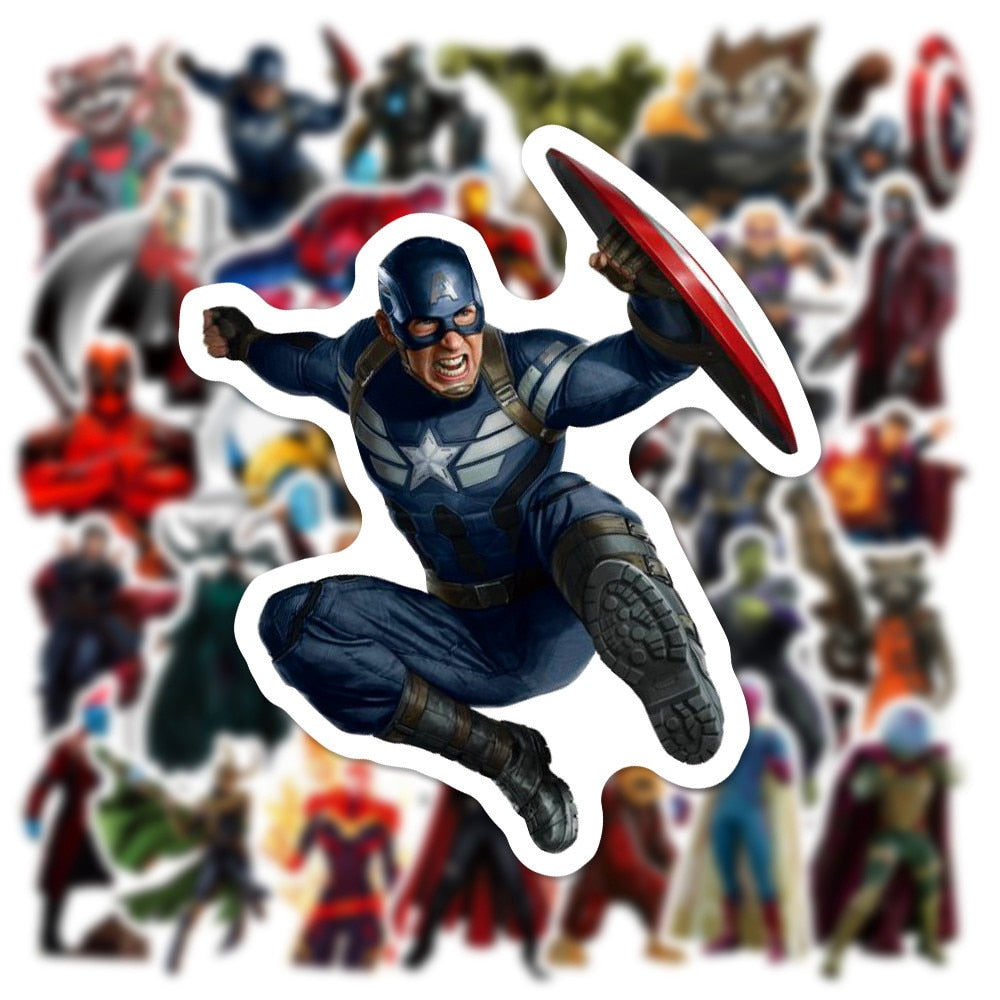 10/30/50pcs Marvel Stickers Cool The Avengers Waterproof Sticker Luggage Skateboard Guitar Laptop Stikers Kid Toy