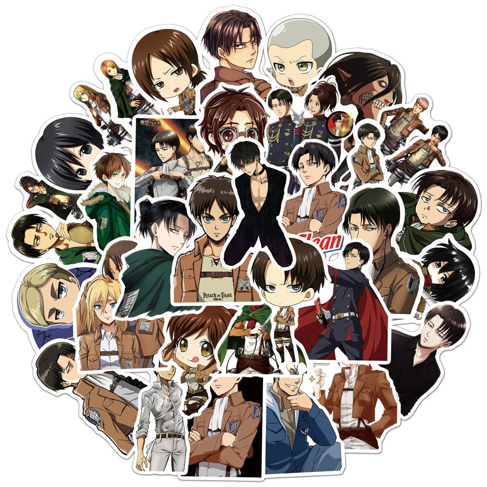 50pcs Attack On Titan Anime Stickers | DIY Laptop Guitar Motorcycle Luggage Skateboard Car Waterproof Graffiti Stickers