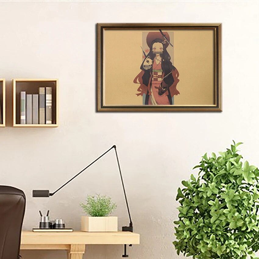 TIE LER Classic Cartoon Anime Poster Kraft Paper Cafe Bar Retro Poster Decorative Painting Art Wall Stickers Demon Slayer