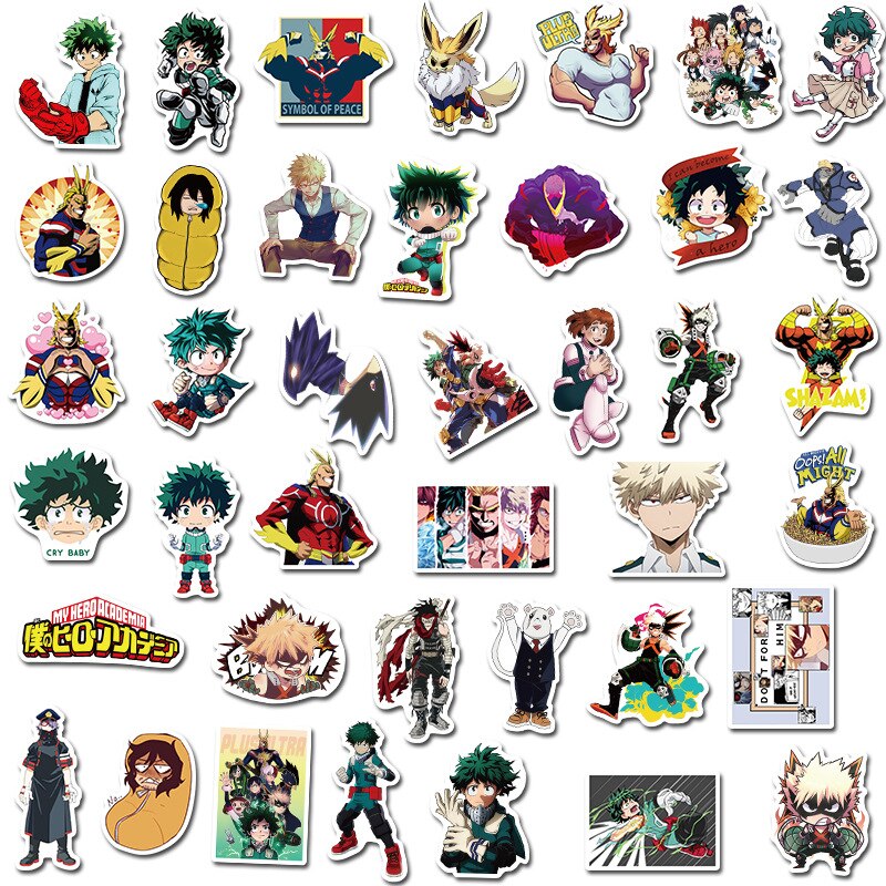 10/30/50Pcs My Hero Academia Japan Anime Stickers Skateboard Izuku Midoriya Laptop Might Boku No Hero Academia Character Decals