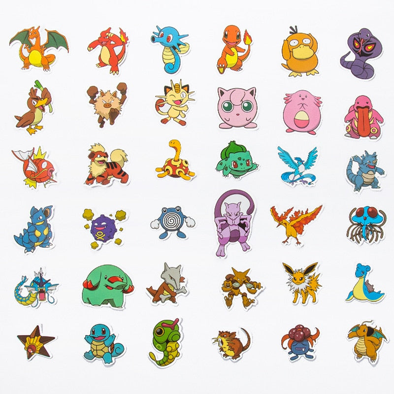 50/100Pcs Pokemon Stickers Kawaii Pikachu stickers |Cartoon stickers for Skateboard Bicycle Guitar Laptop Kids Waterproof Stiker