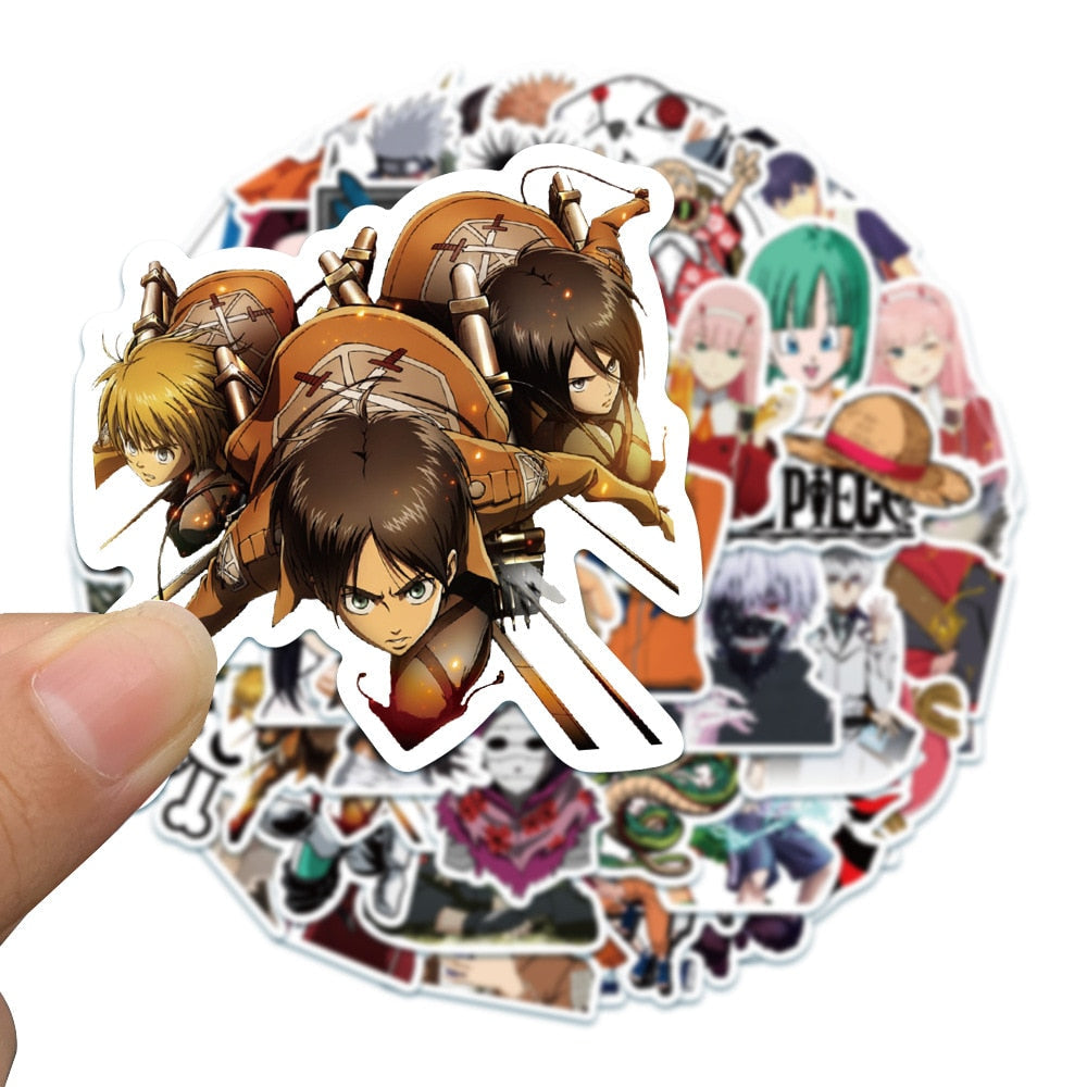 50/100PCS Naruto Anime Sticker | Attack on Titan/My Hero Academia Sticker For Luggage Laptop Skateboard Decals Sticker