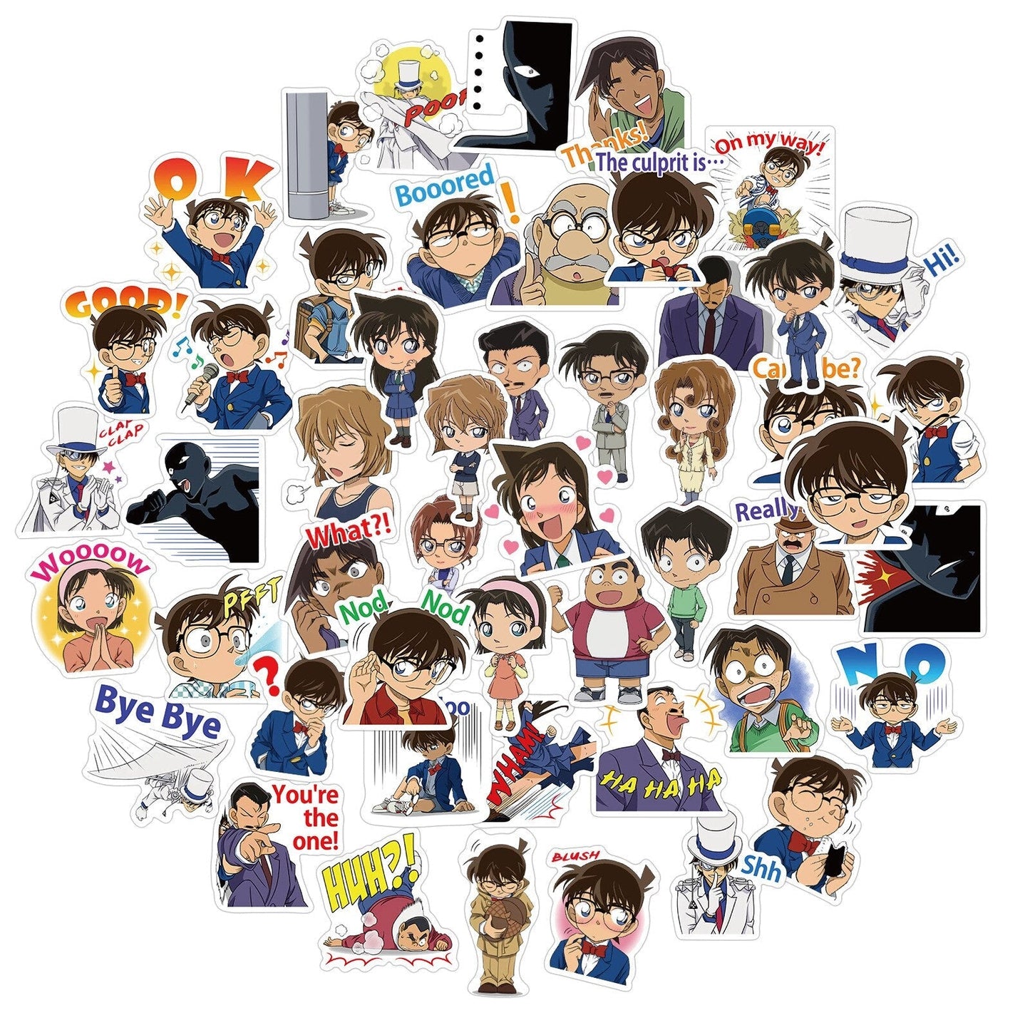 10/50Pcs Detective Conan Japanese Anime Stickers for Laptop Luggage Motorcycle Phone Skateboard Toys Car Diary Pegatinas