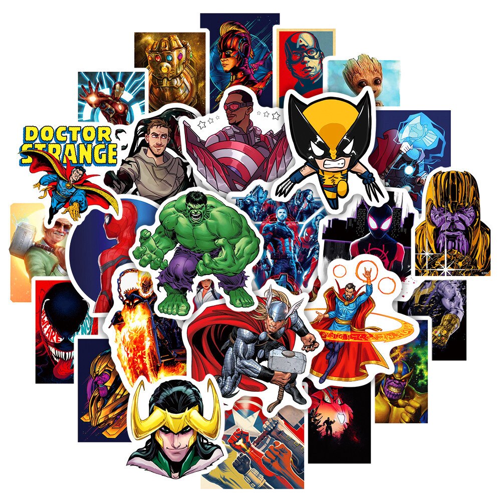 10/30/50pcs Anime Disney Marvel Stickers Cool The Avengers Waterproof Sticker Luggage Skateboard Guitar Laptop Stikers Kid Toy