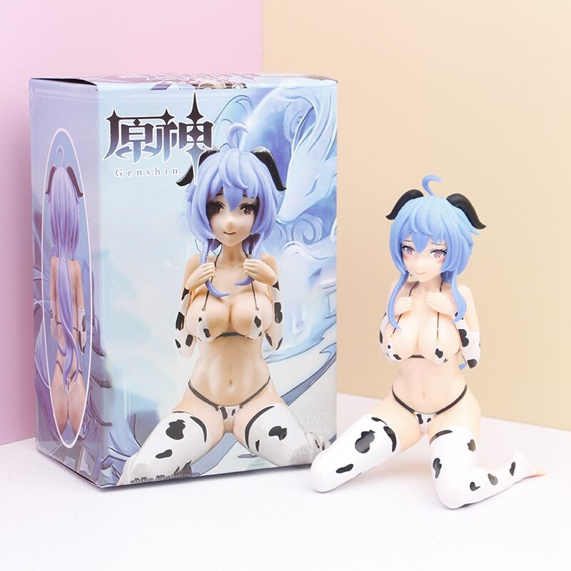 14CM Ganyu Figure Cow Swimwear Static Game Genshin Impact Cosplay Decoration Anime Project PVC Sexy Model Doll