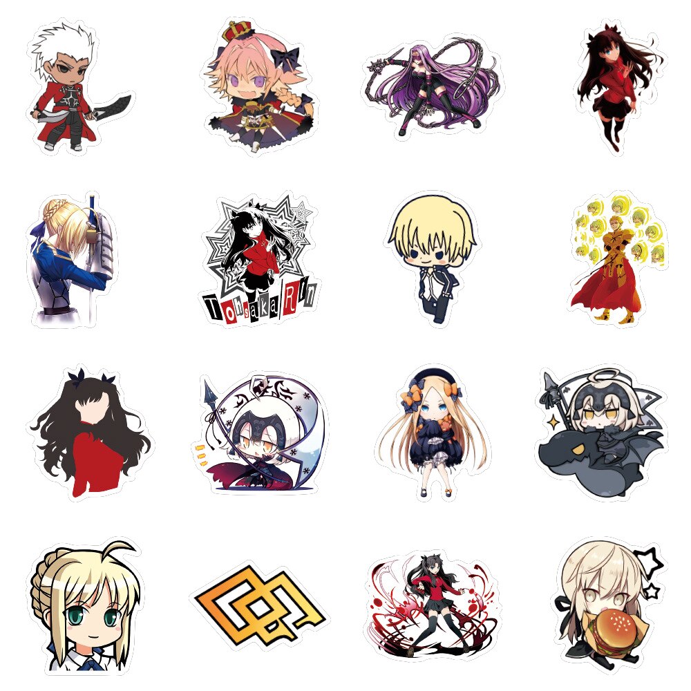 10/50PCS Anime Fate Stay Night Waterproof Sticker for Stationery Decal Pegatina PS4 Skateboard Laptop Guitar Cartoon Stickers