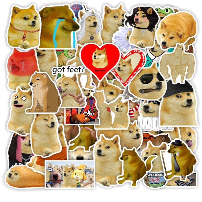 50pcs Funny stickers Dog Meme Stickers for Laptop Skateboards Luggage Waterproof Cute Kids Sticker Decal Packs