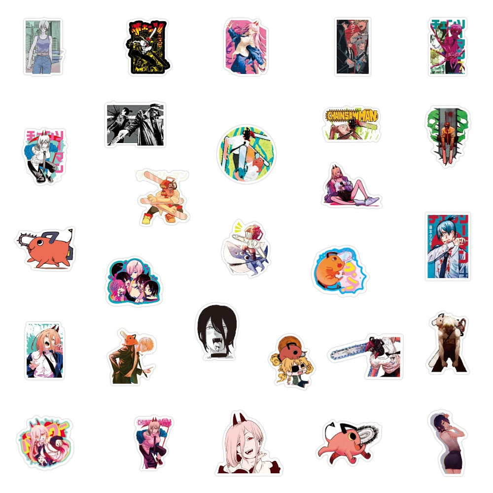 50PCS Chainsaw Man Anime Stickers | for Laptop Motorcycle Luggage Bike Car Waterproof  Decal Sticker