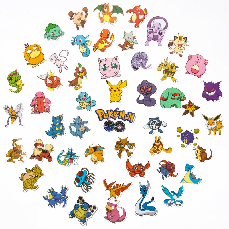 50/100Pcs Pokemon Stickers Kawaii Pikachu stickers |Cartoon stickers for Skateboard Bicycle Guitar Laptop Kids Waterproof Stiker