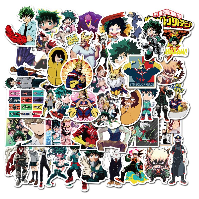 10/30/50Pcs My Hero Academia Japan Anime Stickers Skateboard Izuku Midoriya Laptop Might Boku No Hero Academia Character Decals