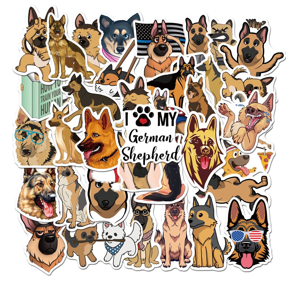 10/30/50Pcs/Set Cute German shepherd Pet Dog Decorative Washi Stickers Scrapbooking Stick Label Diary Stationery Album Stickers