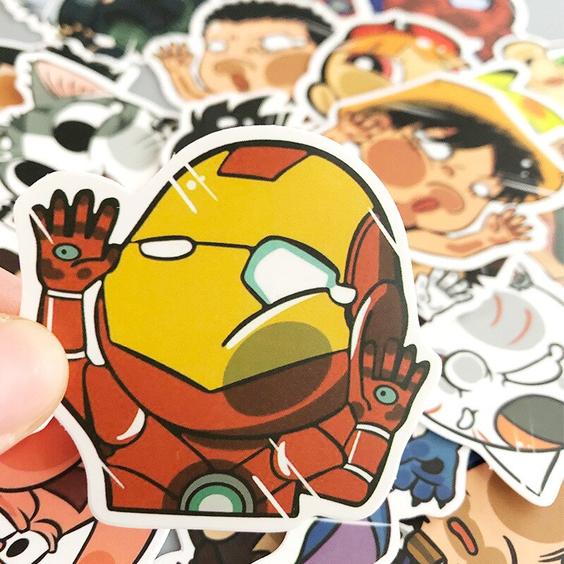 10/30/50Pcs/Pack Crashed Glass Cartoon Character Funny Stickers Car Luggage Trolley Case Bike Notebook Cute Waterproof Sticker