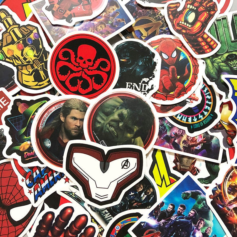 10/30/50Pcs/Pack Disney Marvel The Avengers Sticker Man Skateboard Luggage Laptop Guitar phone Waterproof Stickers Kid Toy gift