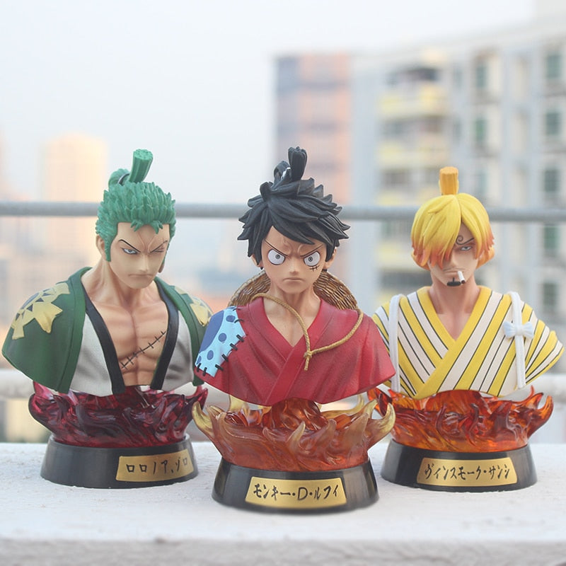 Luffy Zoro Sanji Kimono 16 cm Head Figure |  PVC one piece anime Action Figure Model Toys