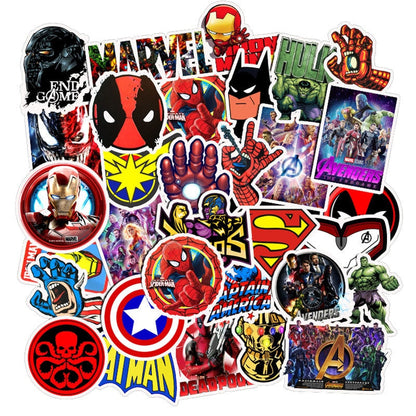 50PCS Marvel Disney Crashed Glass Cartoon Character Funny Stickers Luggage Trolley Case Bike Notebook Cute Waterproof Sticker