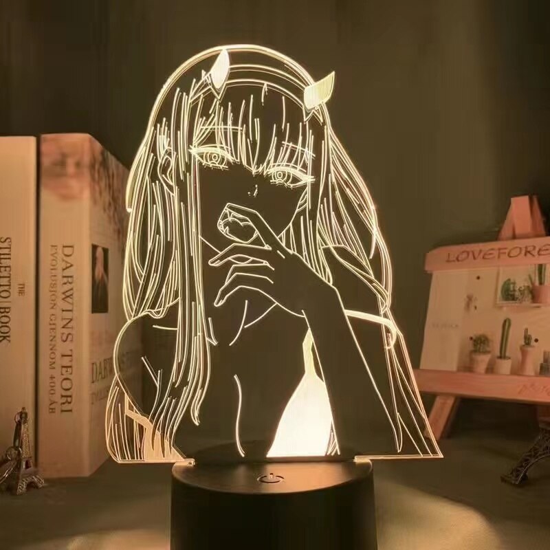 Darling In The Franxx Anime Figure 3D LED Lamps Zero Two 02 HIRO Warm light Night Lights Gift For Friend Bedroom Decoration