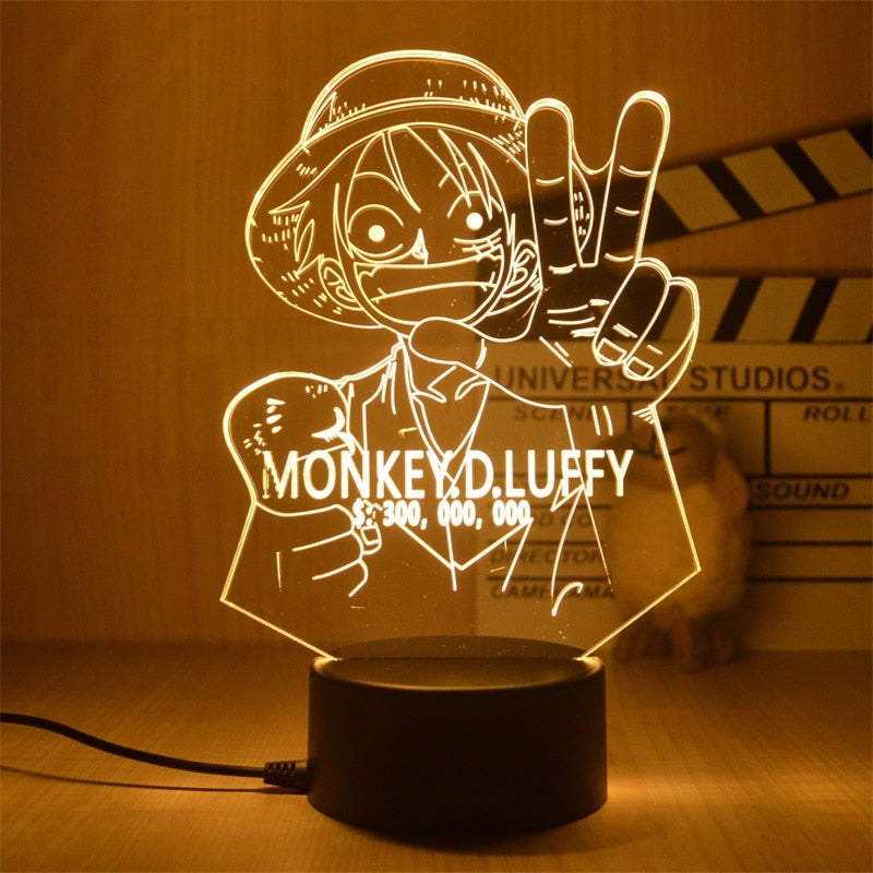 Anime One Piece Luffy Figure 3D Illusion LED Night Light Nightlight Touch Flash Light Desk Model Figure Toys